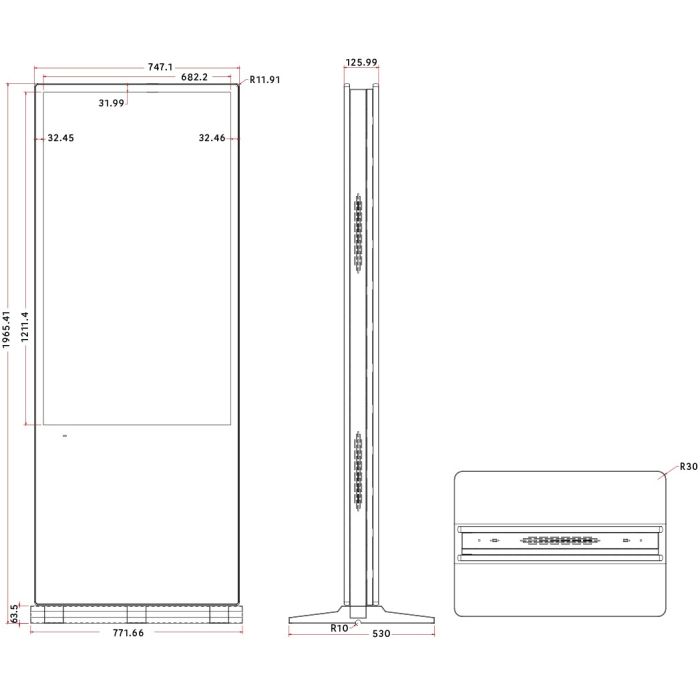 Tótem multimedia de 55" de doble cara para interiores