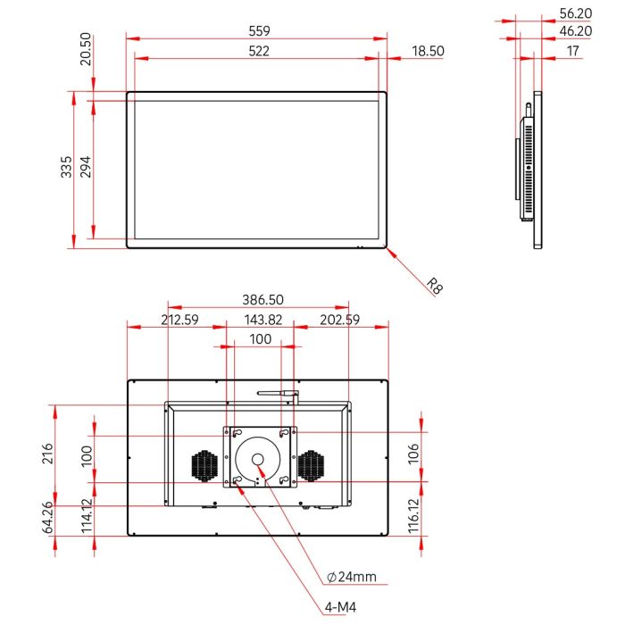 Pantalla de montaje en pared de 24"