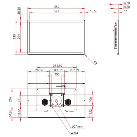 Pantalla de montaje en pared de 24"