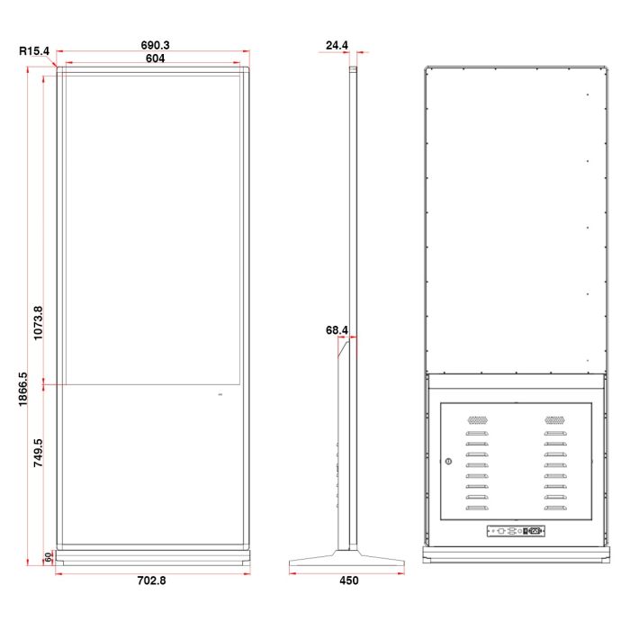 Pantalla Táctil Multimedia Totem 55" para interiores