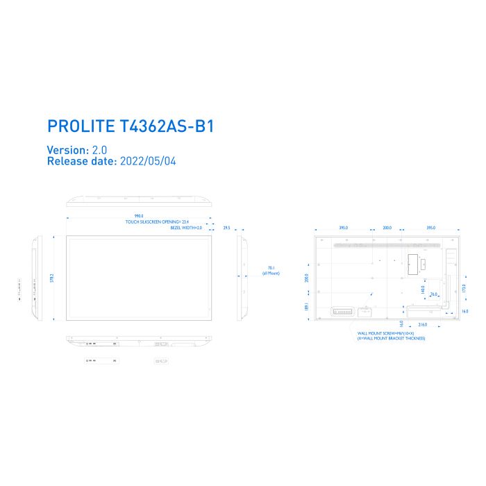 iiyama 43" - Monitor Profesional con Pantalla Táctil, 24/7