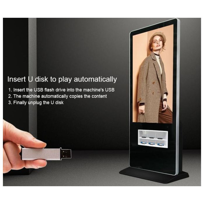 55" display advertising totem + 3 wireless cell phone charging stations + 5 usb