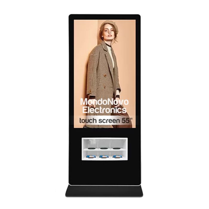 Multimedia Totem Touch Screen Display 55" with 3 wireless stations and 5 USB for charging