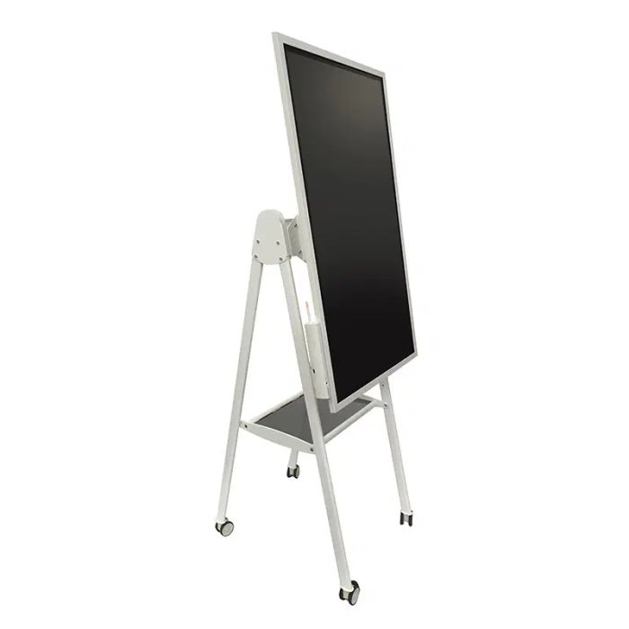 TURN DELTA BIANCO, carrello a cavalletto per rotazione di 90° per monitor 75''
