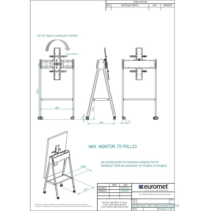 TURN DELTA MAXI, supporto da terra per monitor