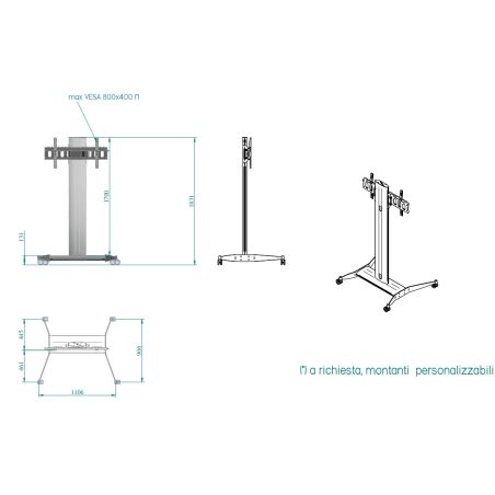 Slide Maxi Trolley, soporte para monitor de suelo, negro