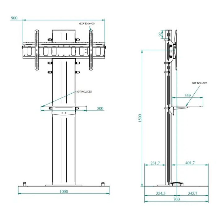 Slide Maxi floor stand support for large video monitors up to 110 inches