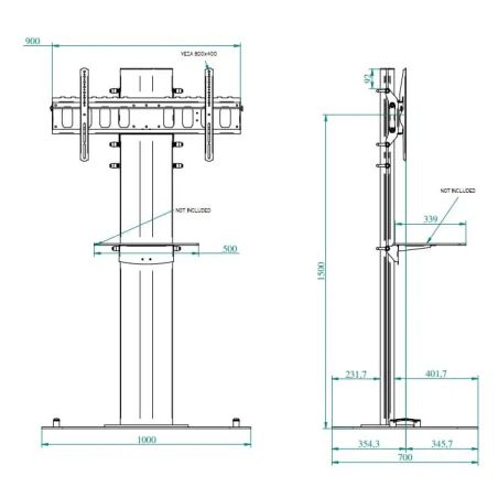 Slide Maxi floor stand support for large video monitors up to 110 inches