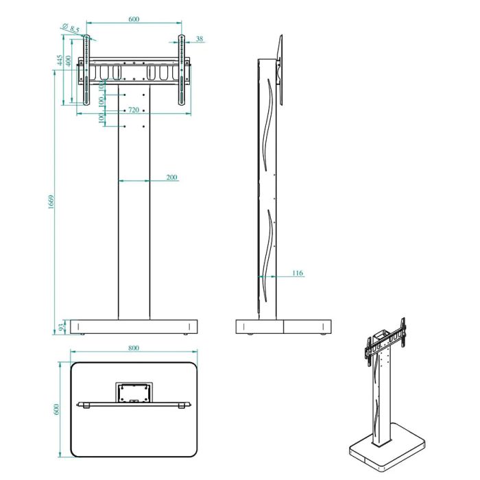 Elegante, soporte para monitores de hasta 65"
