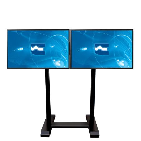 SCENARIO PREMIUM, soporte profesional para dos monitores de suelo con ruedas
