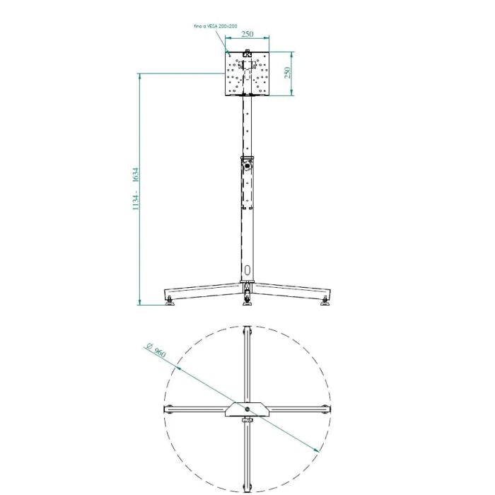ÉLITE Cross, flat panel floor stand up to 55’’