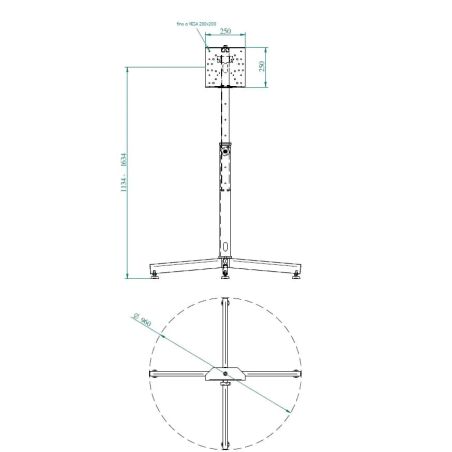 ÉLITE Cross, flat panel floor stand up to 55’’