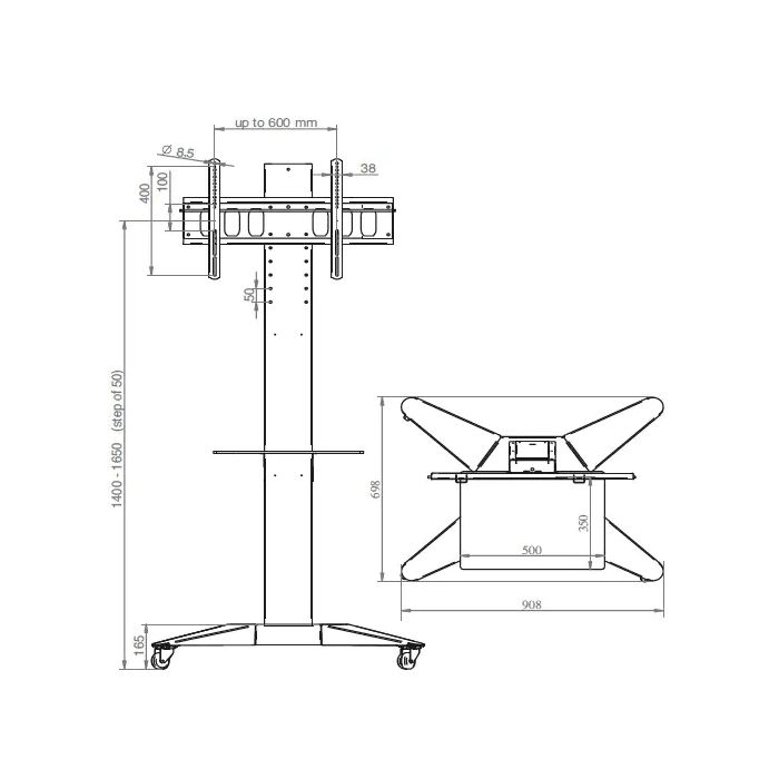 TOTEM, soporte para monitor de suelo, negro