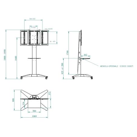 TOTEM XL, flat panel tv cart, grey