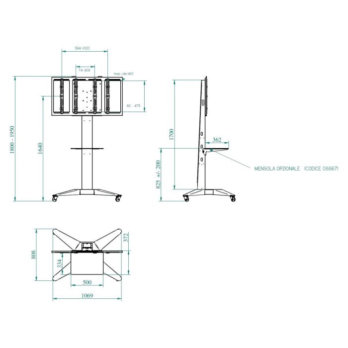 TOTEM XL, flat panel tv cart, black