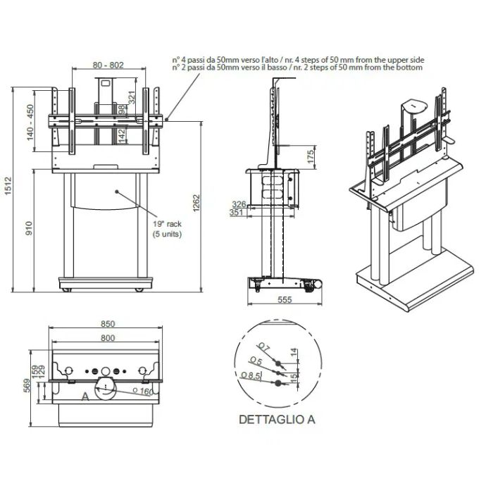 PLATEA, flat panel mount ground stand with wheels