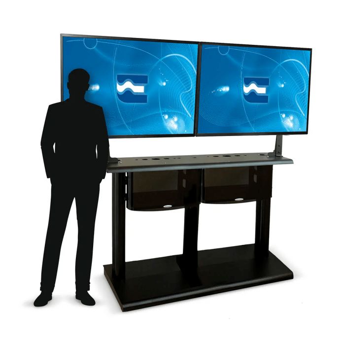 Platea Double, wheeled floor stand for 2 monitors up to 98 inches