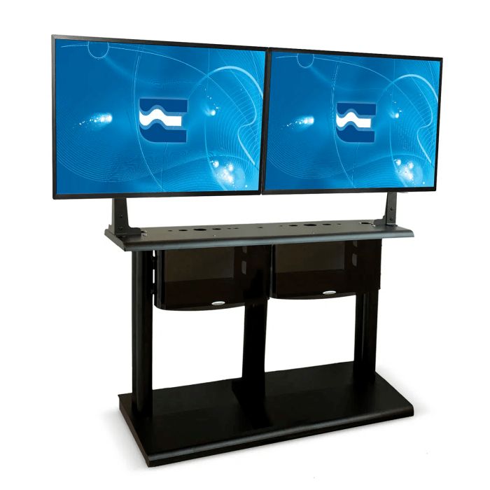 Platea Double, wheeled floor stand for 2 monitors up to 98 inches
