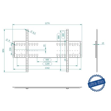 FIX – XXL – Black monitor wall support