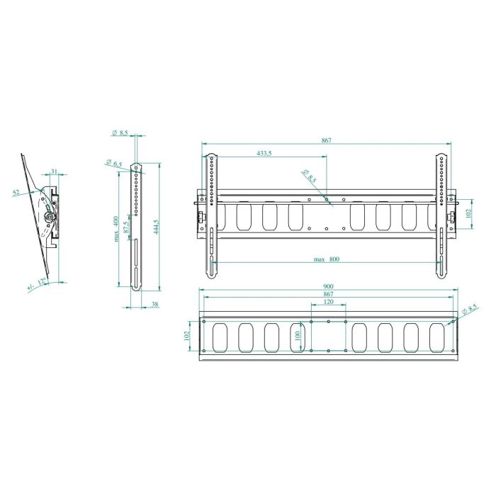 WALLY L, inclinable flat panel wall bracket