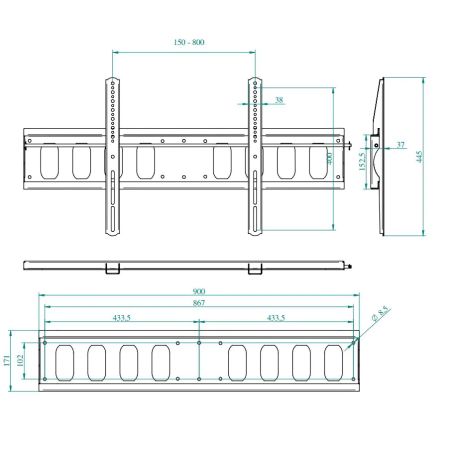 FIX L, flat panel wall mount, black painted, up to 50kg