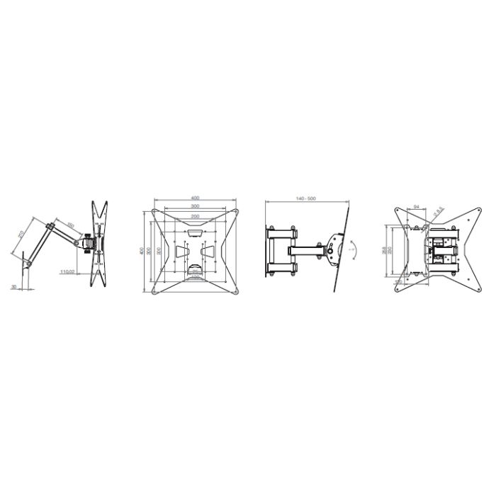 FLAGGY L, supporto braccio art. parete VESA 400×400, bianco