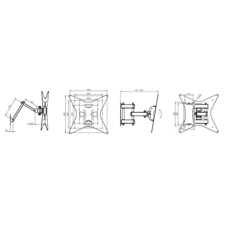 FLAGGY L, wall support system vesa 400×400, Black