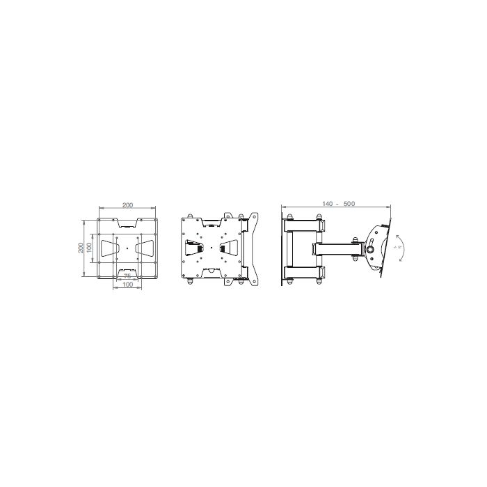 FLAGGY M, wall support system vesa 200×200, Black