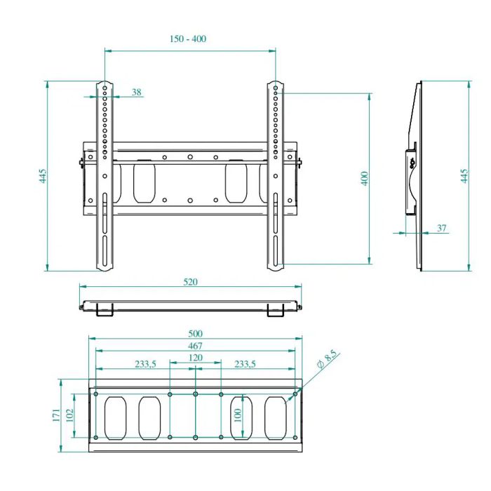 FIX M, wall monitor mount, up to 40kg