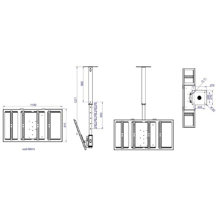 Ceiling mount for monitors up to 85”