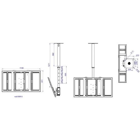Ceiling mount for monitors up to 85”