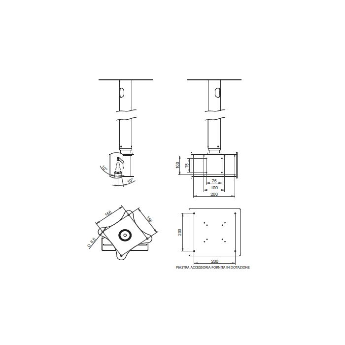M-08609, Ceiling mount, flat panel TV up to 75″