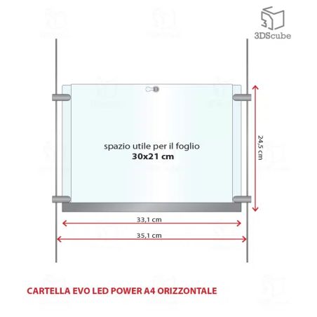 Espositore Luminoso 4x4 A4 orizzontale a Cavetti EVO LED POWER