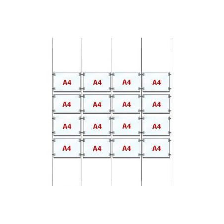 Espositore Luminoso 4x4 A4 orizzontale a Cavetti EVO LED POWER