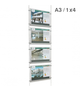 copy of Espositore Luminoso 1x4 A4 orizzontale a Cavetti EVO LED POWER