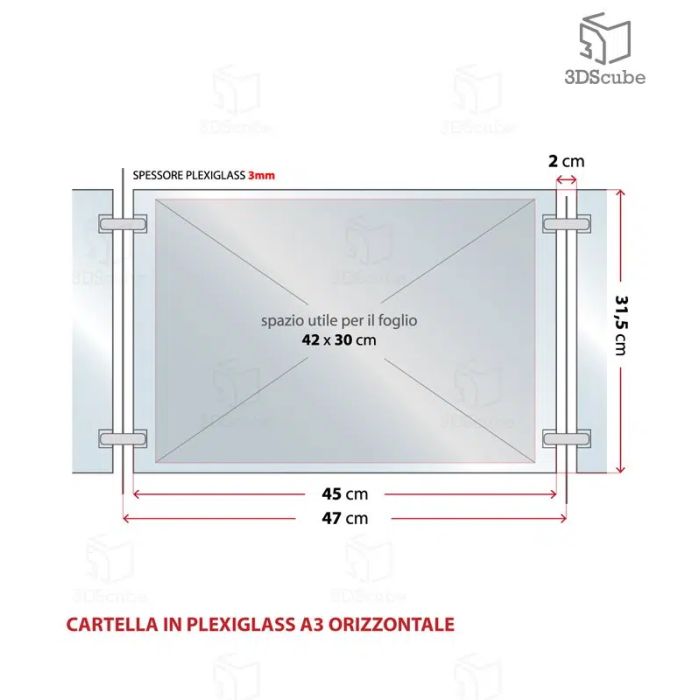 Espositore Luminoso 1x4 A3 orizzontale a Cavetti EVO LED POWER