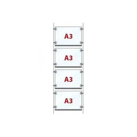copy of Espositore Luminoso 1x4 A4 orizzontale a Cavetti EVO LED POWER