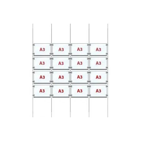 Espositore Luminoso 4x4 A3 orizzontale a Cavetti EVO LED POWER
