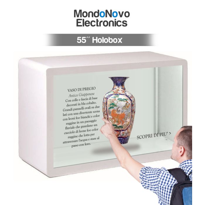 Holobox de 55" - Vitrina transparente holográfica interactiva 3D