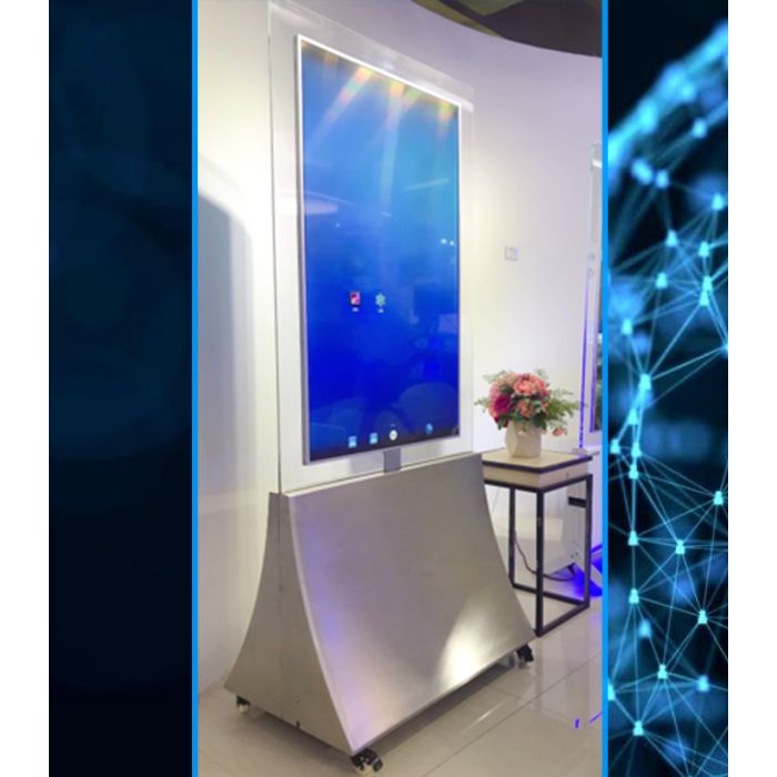 49" Totem bifacciale da interni con pannello trasparente - Serie S