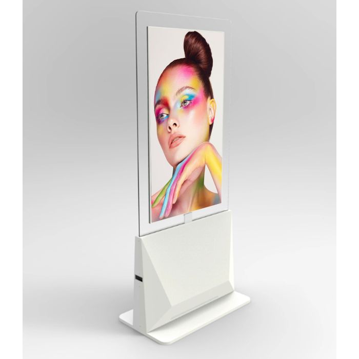 49" Totem bifacciale da interni con pannello trasparente - Serie V