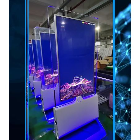 49" Totem bifacciale da interni con pannello trasparente - Serie L