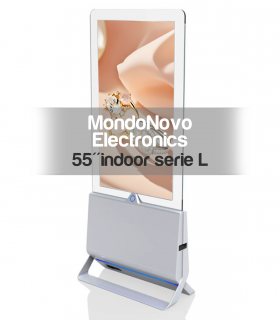 Tótem interior de 55" de doble cara con panel transparente - Serie L