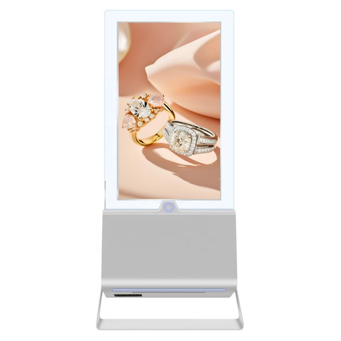 55" Totem bifacciale da interni con pannello trasparente - Serie L