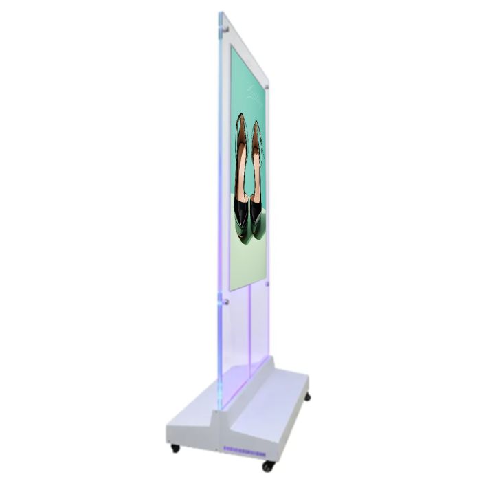 49" Totem bifacciale da interni con pannello trasparente - Serie A