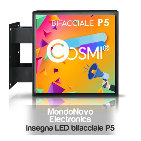 P5 Full Color IP65 Double Sided LED Sign, 700x700mm, COSMI Flag Sign