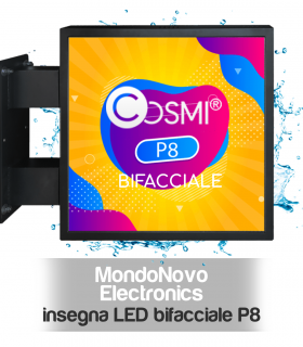 Insegna LED bifacciale P8 a colori, insegna a bandiera COSMI