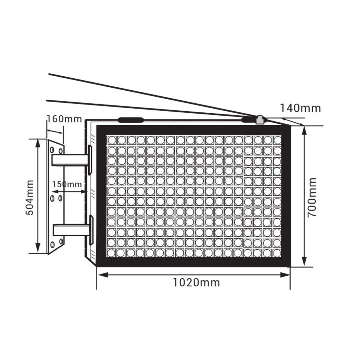 Insegna LED bifacciale a bandiera ARIES L P5 outdoor a colori programmabile IP65  102x70 cm COSMI