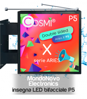 Insegna LED bifacciale ARIES X P5 a colori, insegna a bandiera COSMI