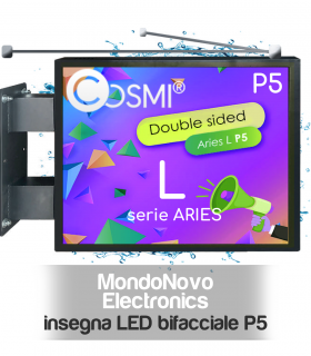 Insegna LED bifacciale ARIES P5 a colori, insegna a bandiera COSMI